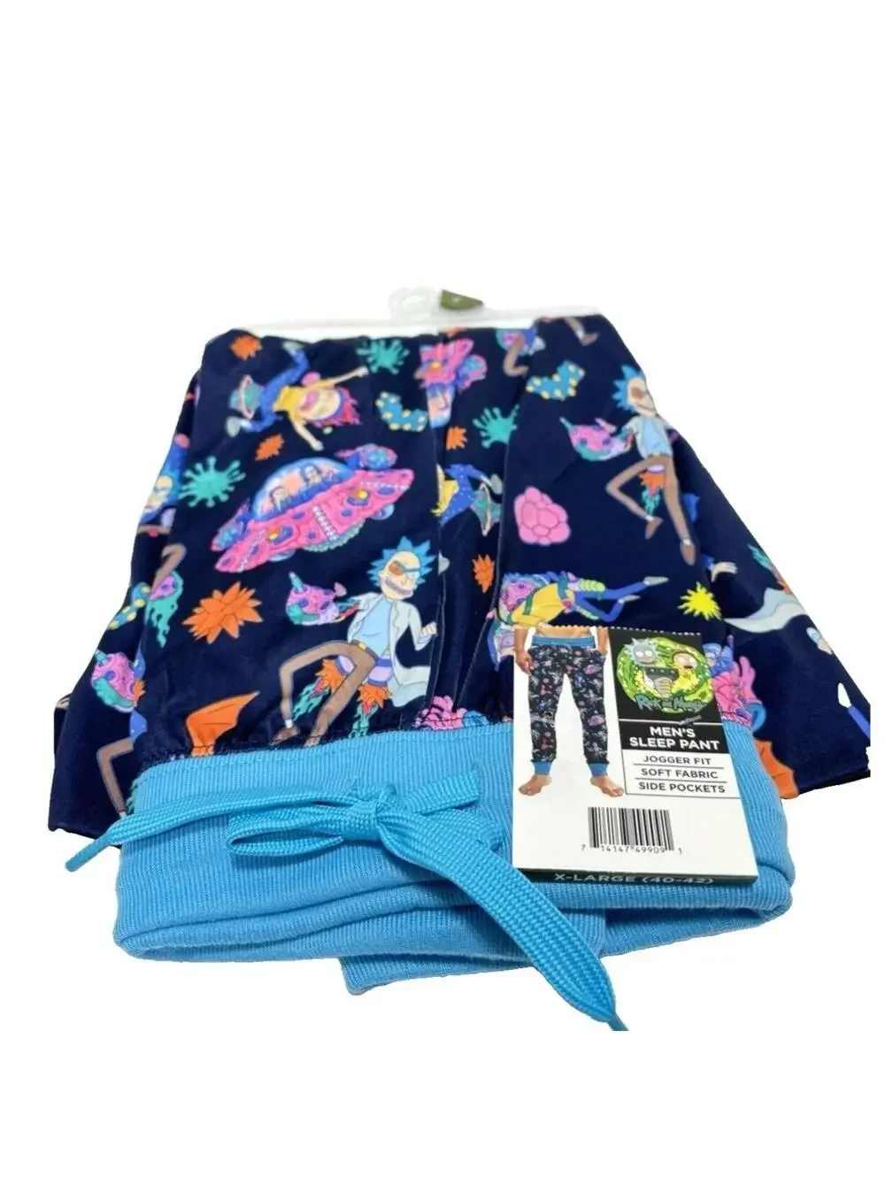Rick and Morty Mens Pyjama Pants Black Neon Jogger Bottoms Size XLarge 40-42 New